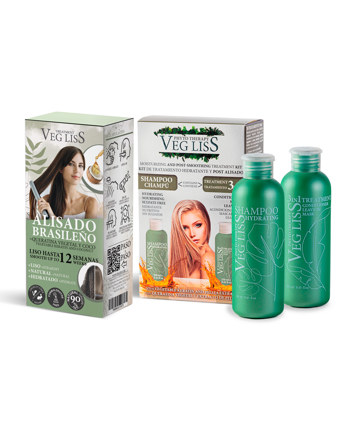 Alisado Brasileño de Keratina Vegetal + Kit Hidratante Post Alisado