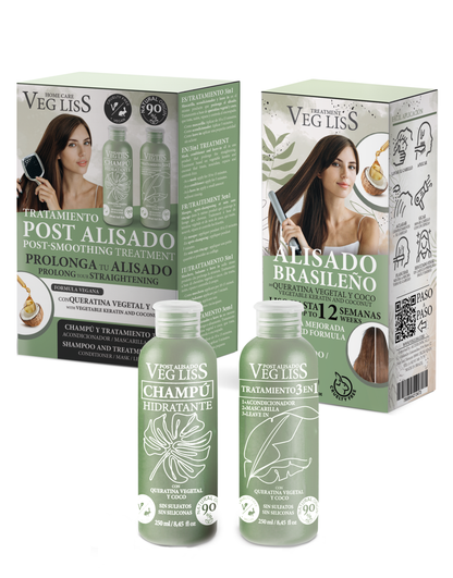 Alisado Brasileño de Keratina Vegetal + Kit Hidratante Post Alisado